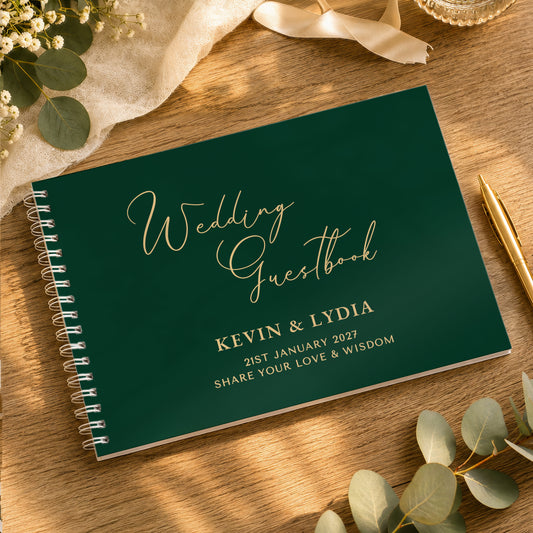 Personalised Dark Green Wedding Guest Book from Heartfelt Gifts