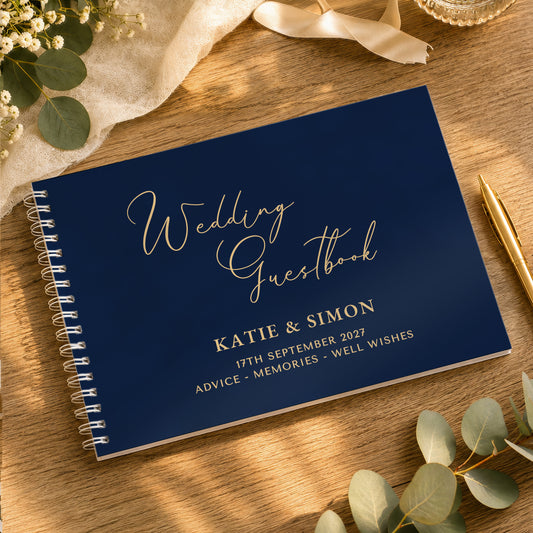 Personalised Navy Wedding Guest Book from Heartfelt Gifts