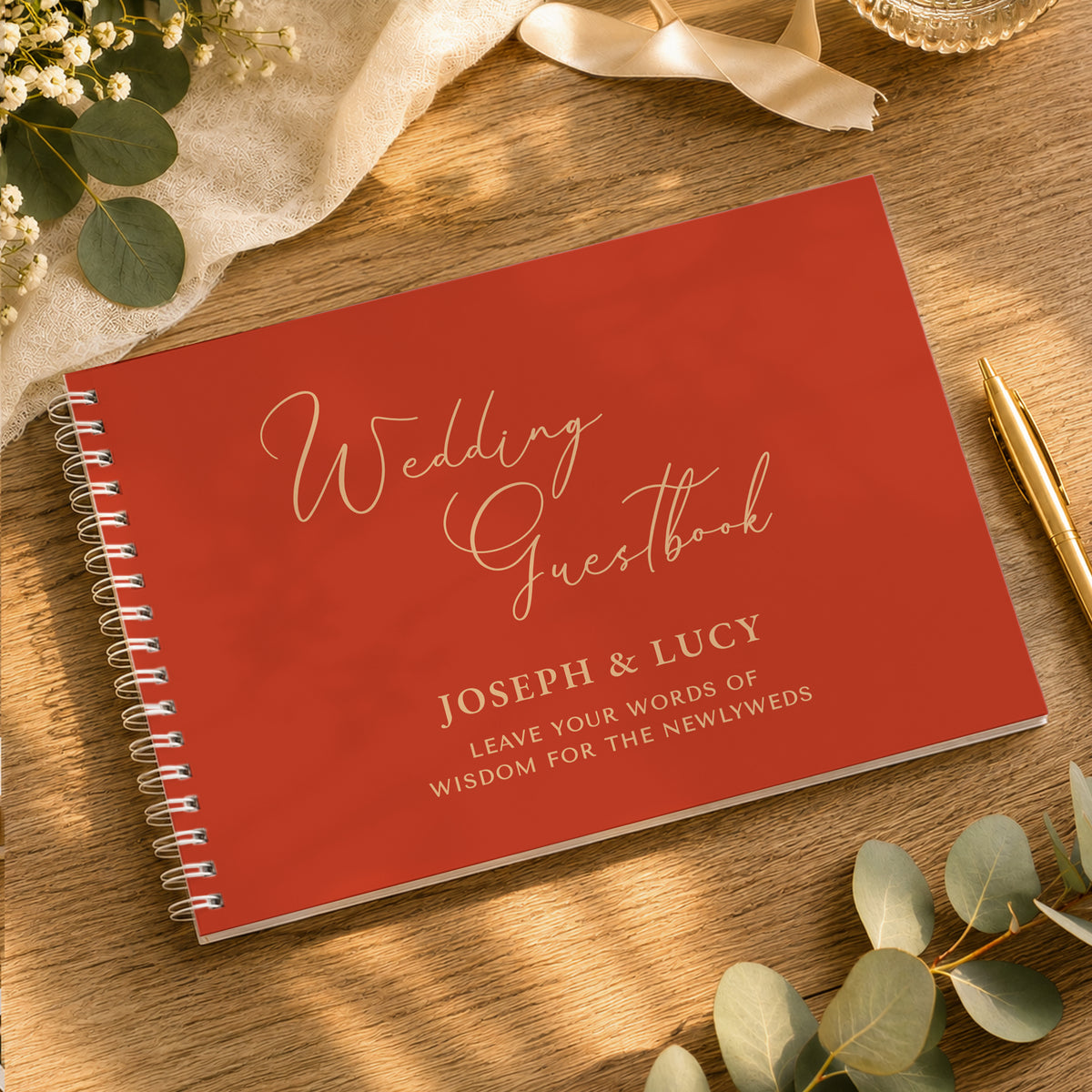 Personalised Burnt Orange Wedding Guest Book from Heartfelt Gifts