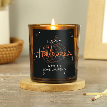 Personalised Pumpkin Amber Glass Candle - image 2