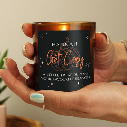 Personalised Pumpkin Amber Glass Candle - image 4