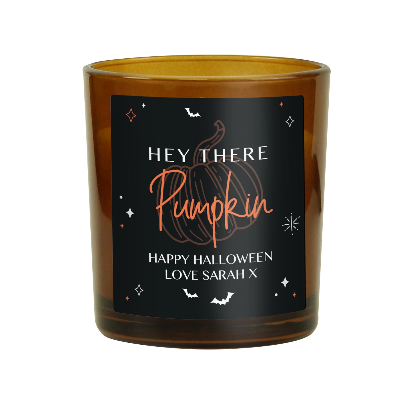 Personalised Pumpkin Amber Glass Candle - image 5