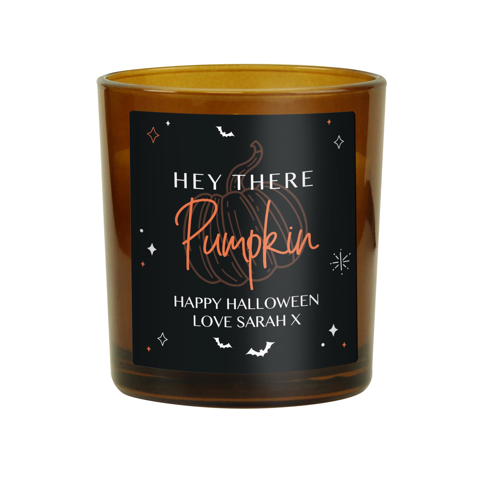 Personalised Pumpkin Amber Glass Candle - image 5