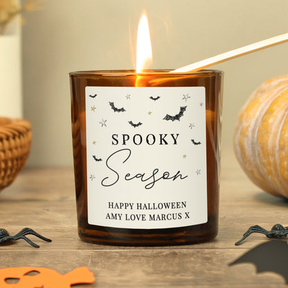 Personalised Spooky Amber Glass Candle from Heartfelt Gifts