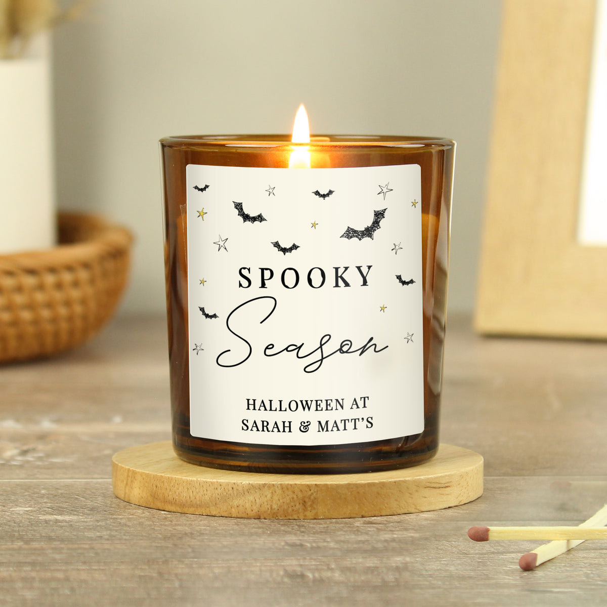 Personalised Spooky Amber Glass Candle - image 2