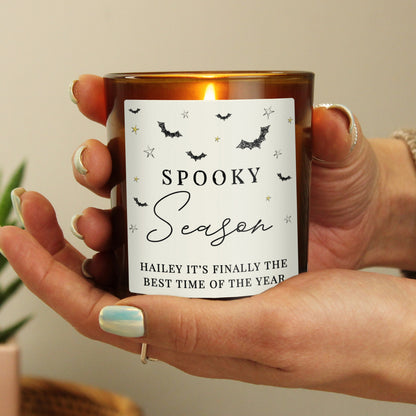 Personalised Spooky Amber Glass Candle - image 4