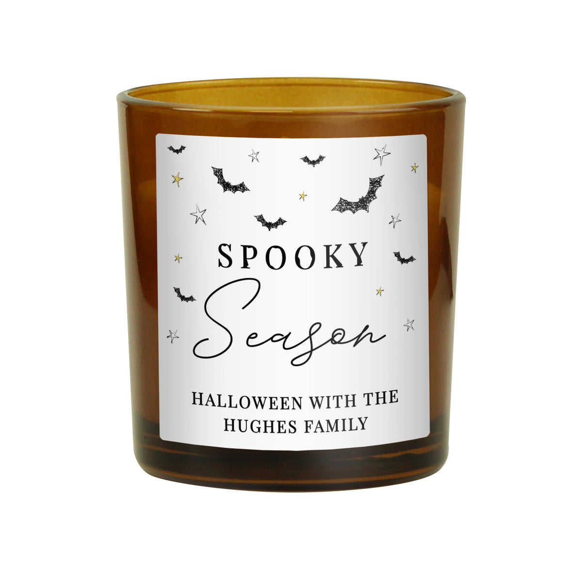 Personalised Spooky Amber Glass Candle - image 5
