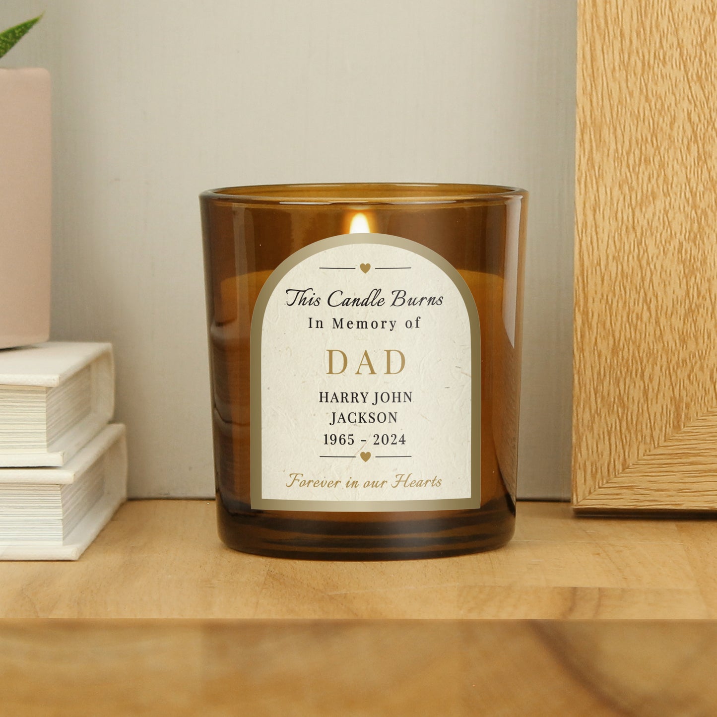 Personalised In Loving Memory Amber Glass Candle - image 2