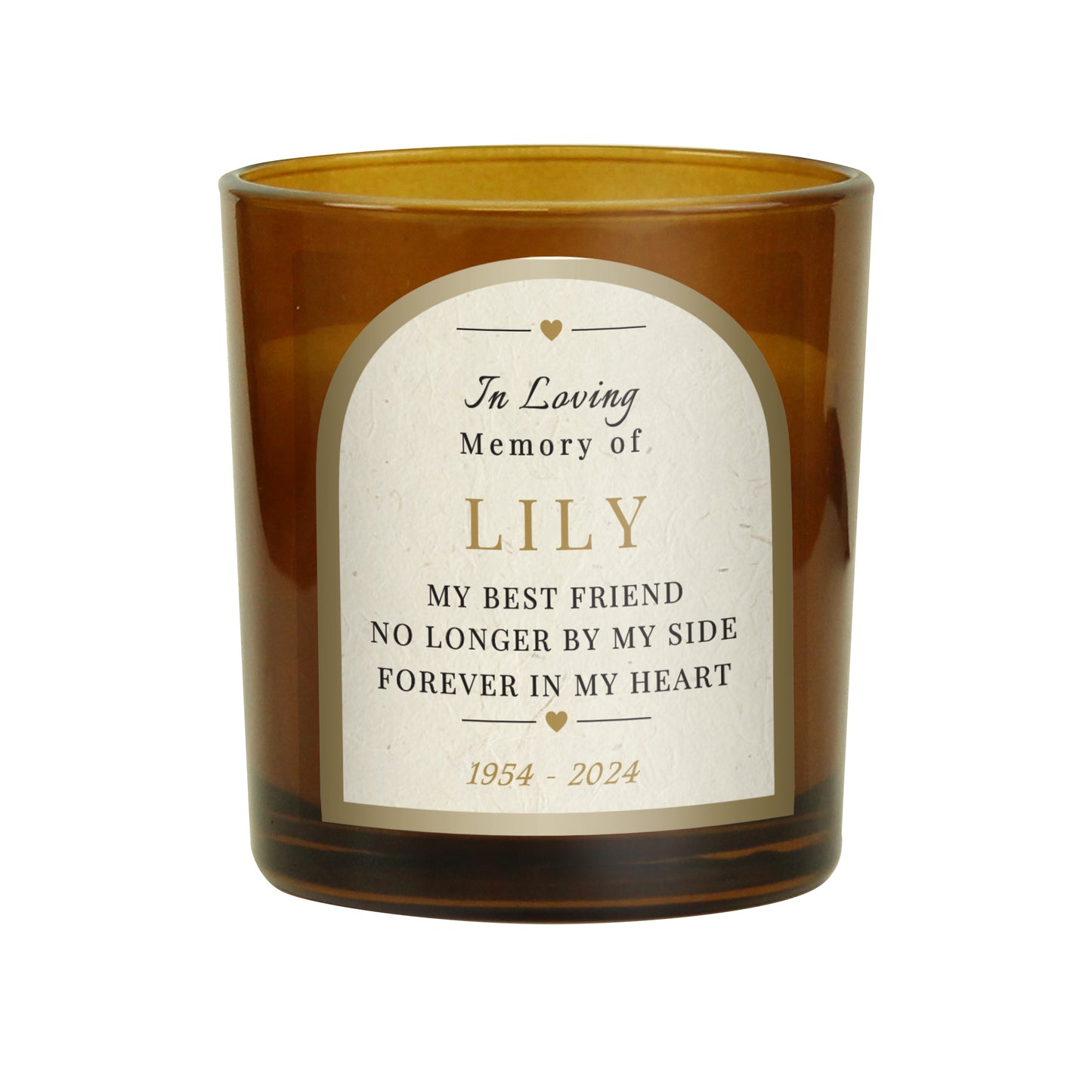 Personalised In Loving Memory Amber Glass Candle - image 5