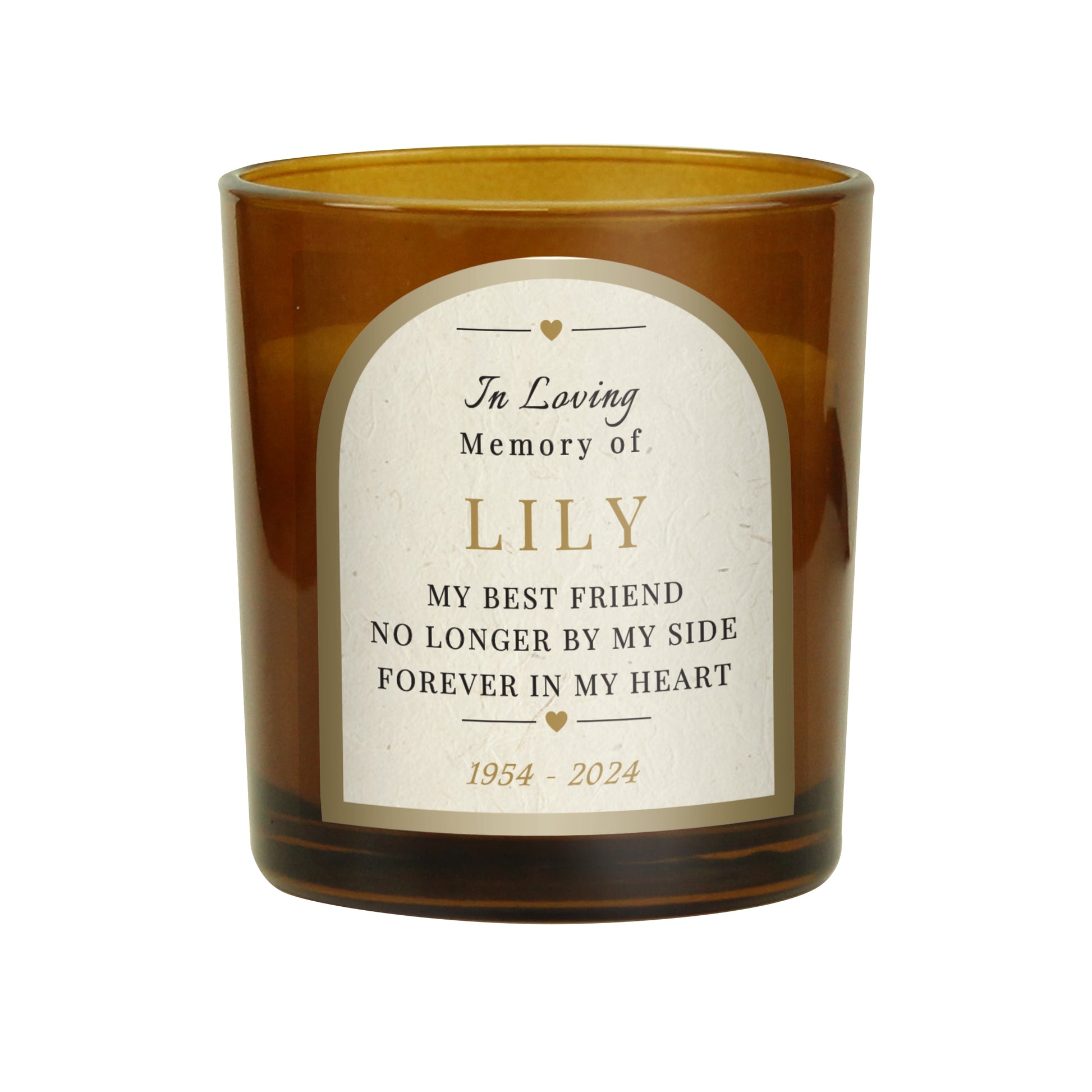 Personalised In Loving Memory Amber Glass Candle - image 5