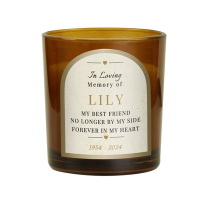 Personalised In Loving Memory Amber Glass Candle - image 5