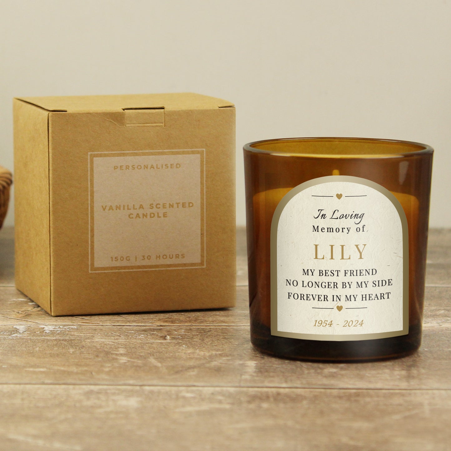Personalised In Loving Memory Amber Glass Candle - image 6