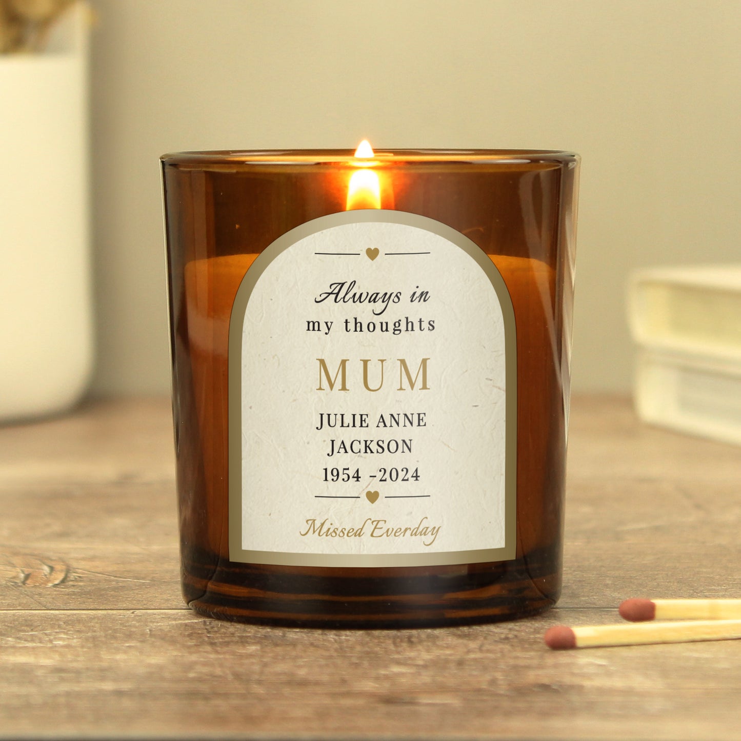 Personalised In Loving Memory Amber Glass Candle - image 7