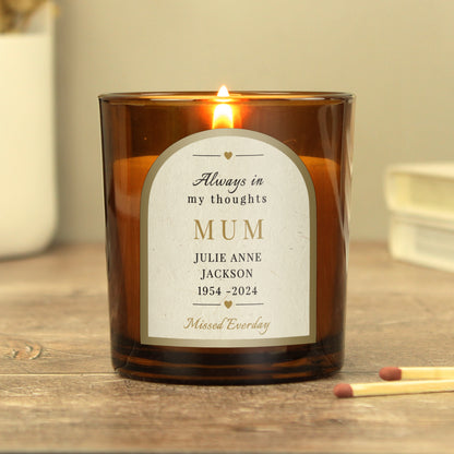 Personalised In Loving Memory Amber Glass Candle - image 7
