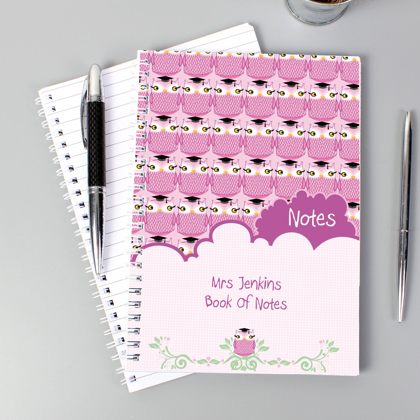 Personalised Miss Owl Teacher A5 Notebook from Heartfelt Gifts