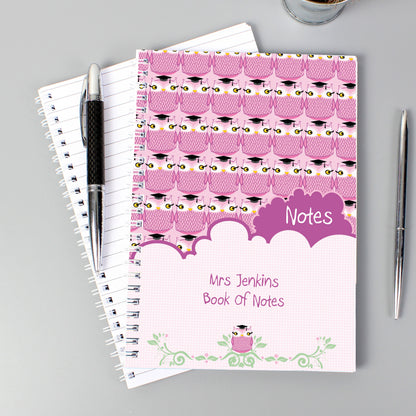 Personalised Miss Owl Teacher A5 Notebook from Heartfelt Gifts