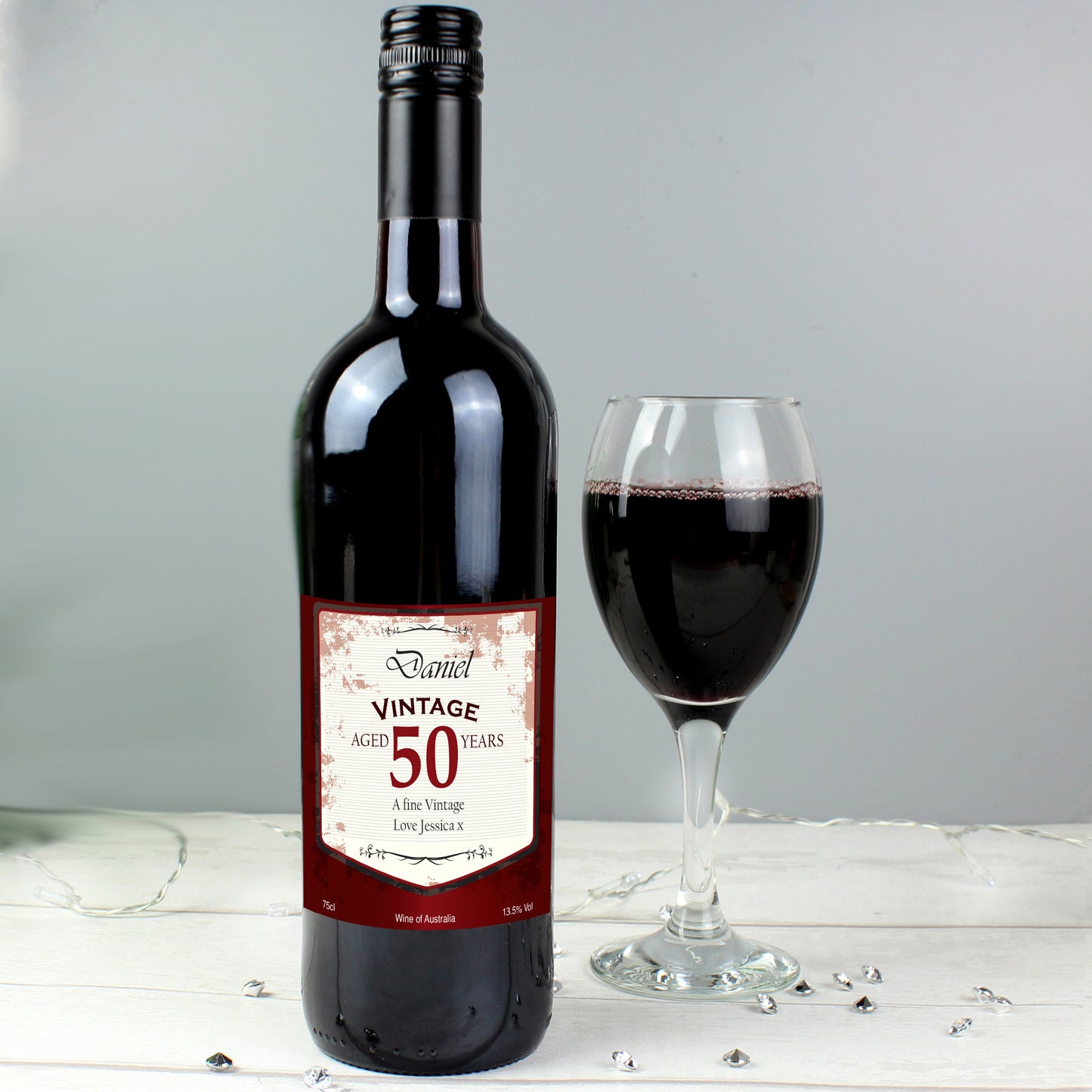 Personalised Red Wine Vintage Age Label from Heartfelt Gifts