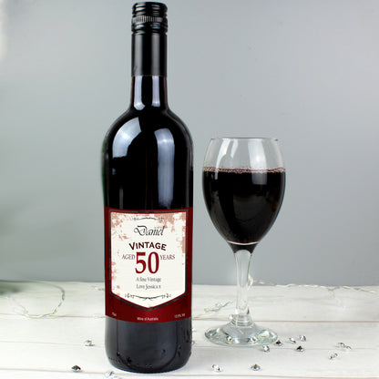 Personalised Red Wine Vintage Age Label from Heartfelt Gifts