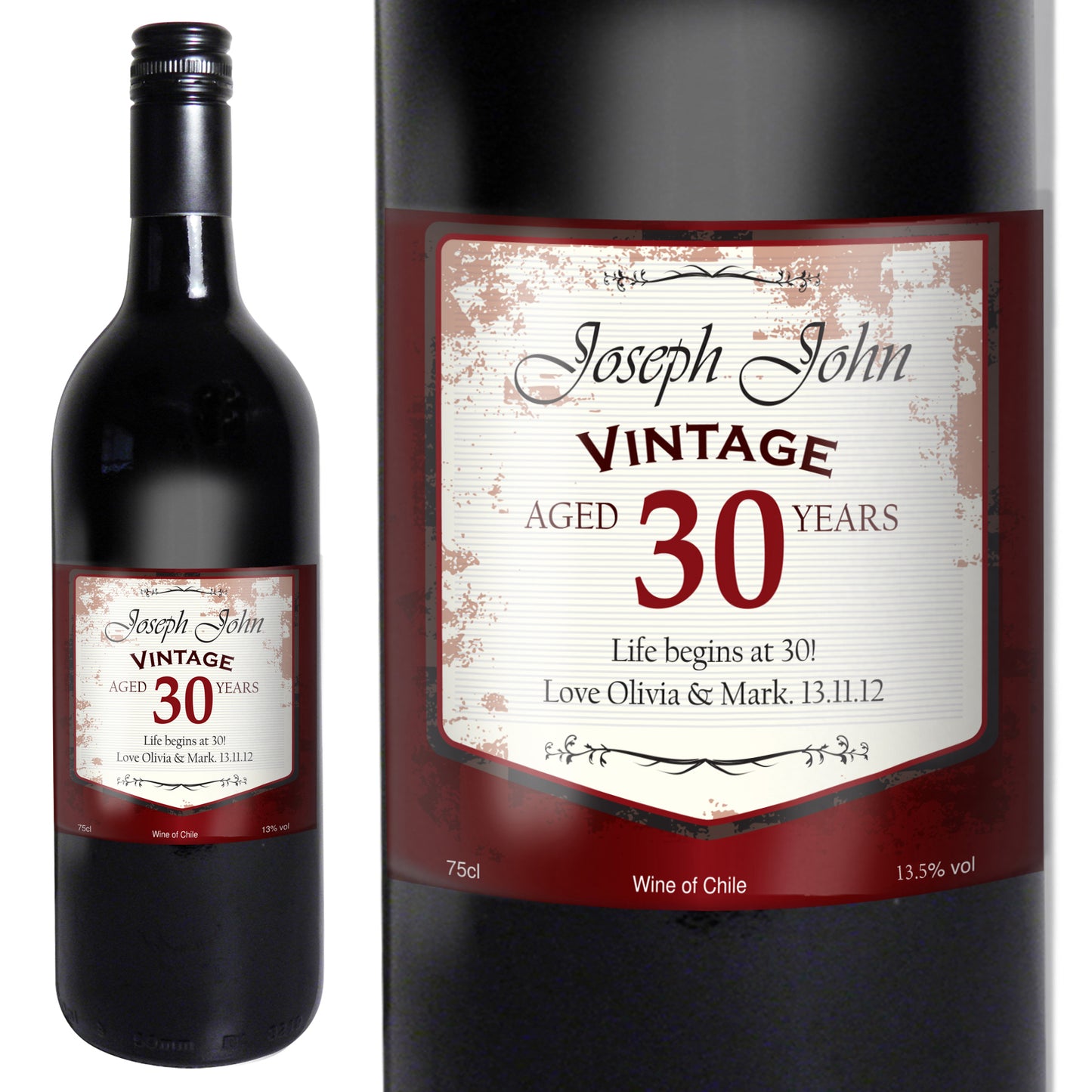 Personalised Red Wine Vintage Age Label - image 2
