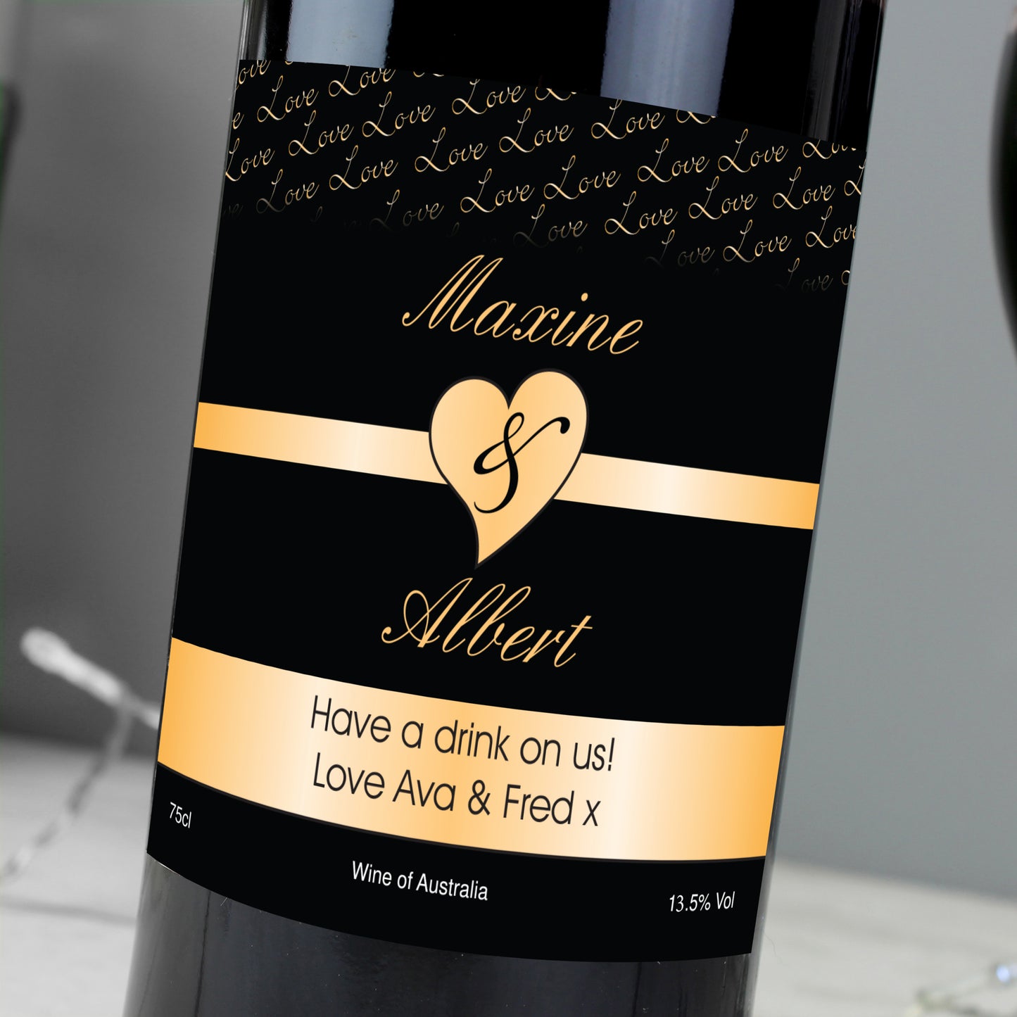 Personalised Couples Heart Red Wine- Black Design - image 5
