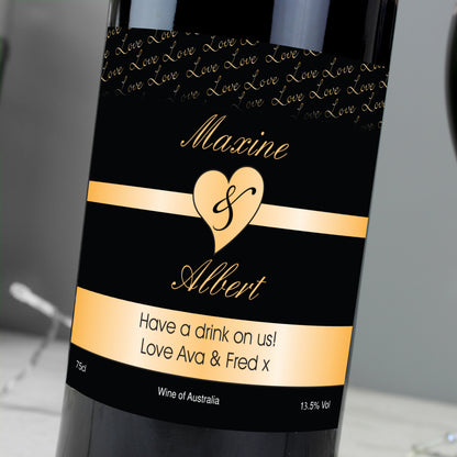 Personalised Couples Heart Red Wine- Black Design - image 5