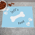 Personalised Blue Paw Print Dog Pet Bowl Mat from Heartfelt Gifts