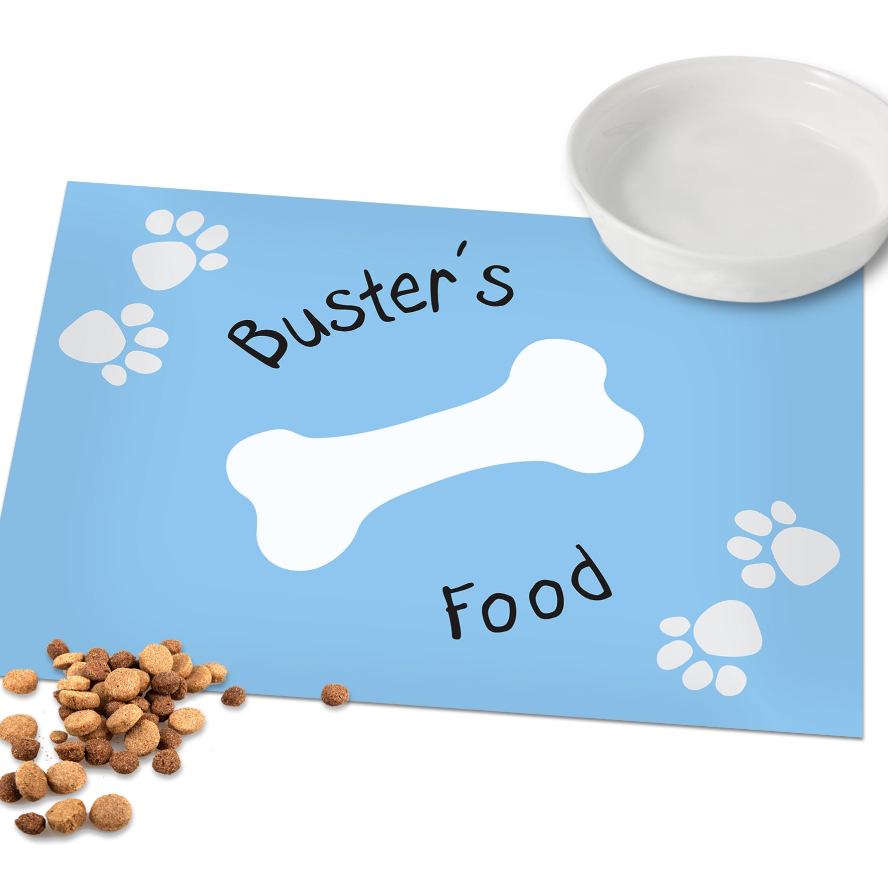Personalised Blue Paw Print Dog Pet Bowl Mat - image 3