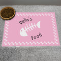 Personalised Pink Fish Bone Cat Pet Bowl Mat from Heartfelt Gifts