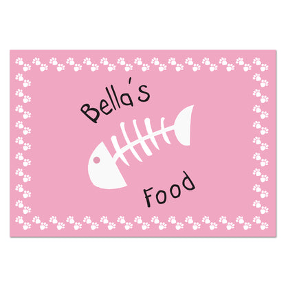 Personalised Pink Fish Bone Cat Pet Bowl Mat - image 2