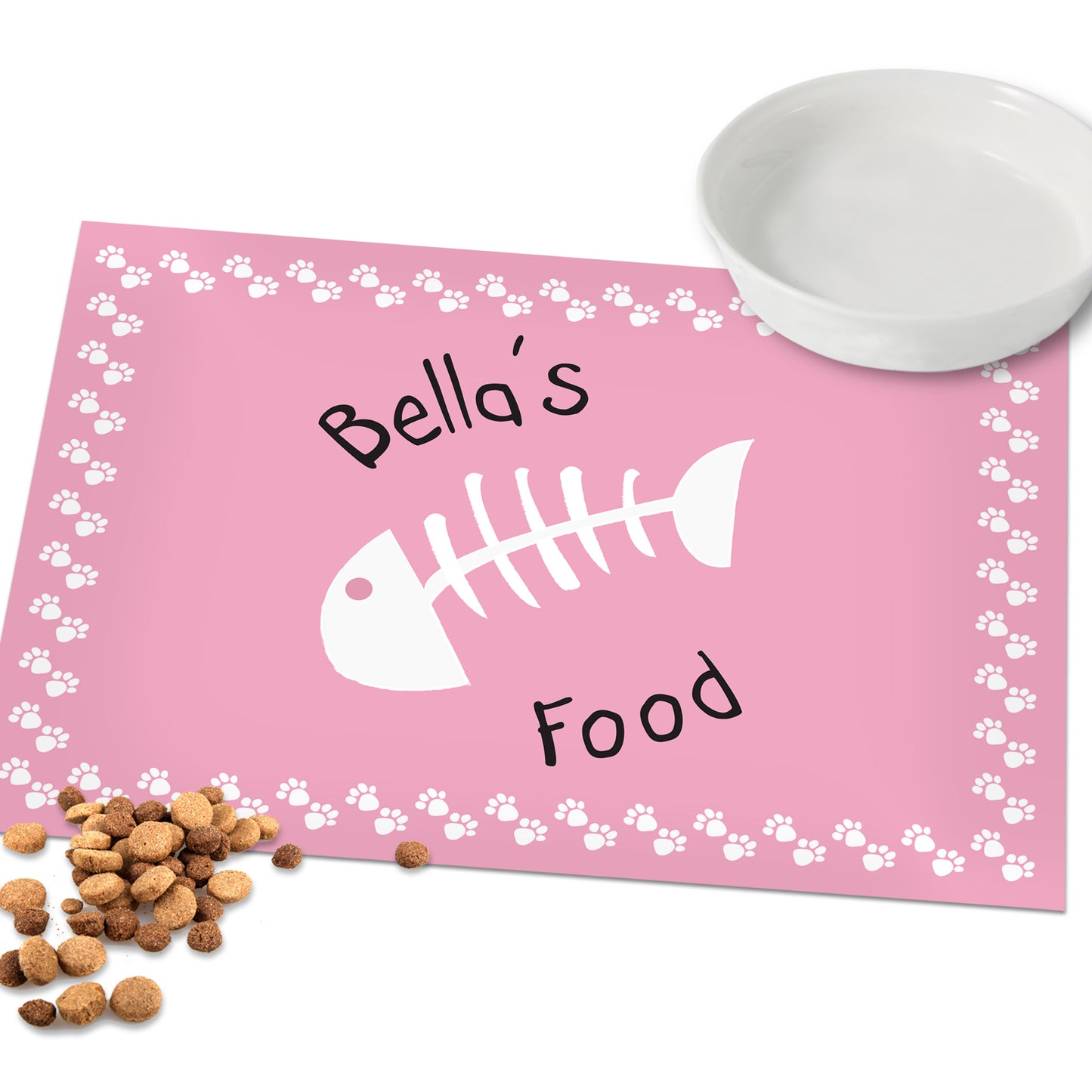 Personalised Pink Fish Bone Cat Pet Bowl Mat - image 3