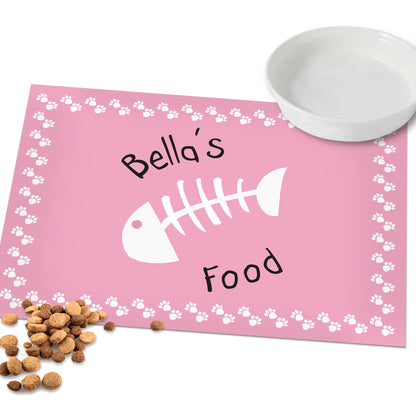 Personalised Pink Fish Bone Cat Pet Bowl Mat - image 3