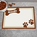 Personalised Brown Dotty Dog Pet Bowl Mat from Heartfelt Gifts
