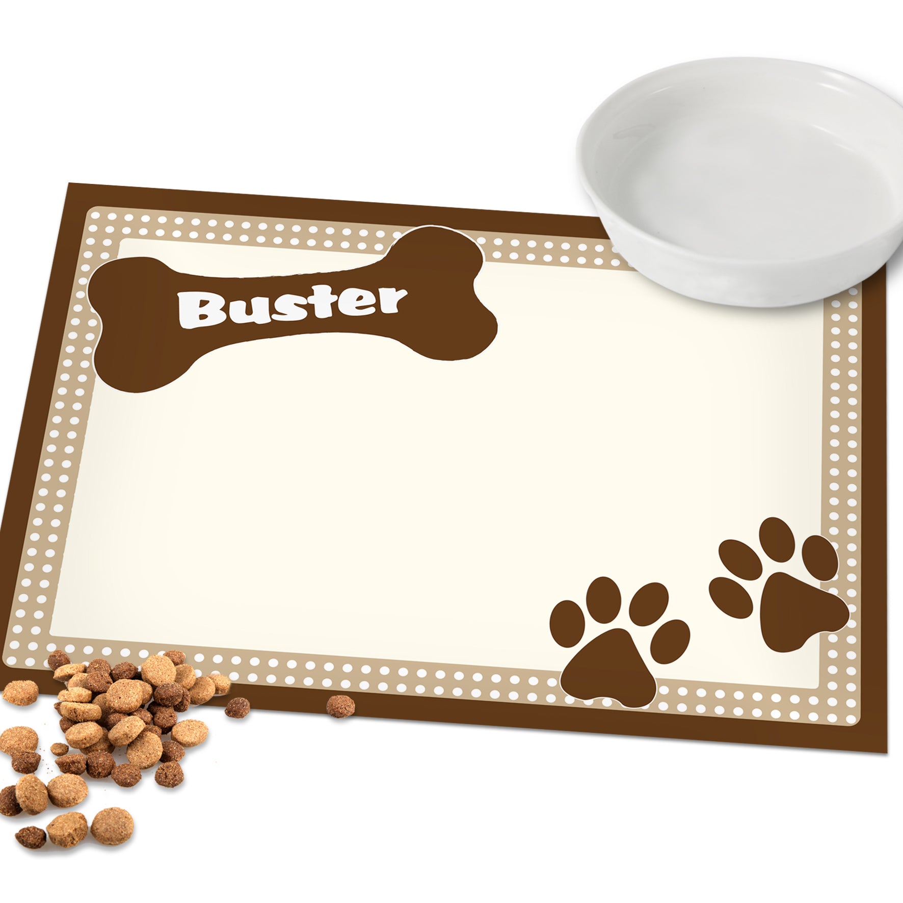 Personalised Brown Dotty Dog Pet Bowl Mat - image 4