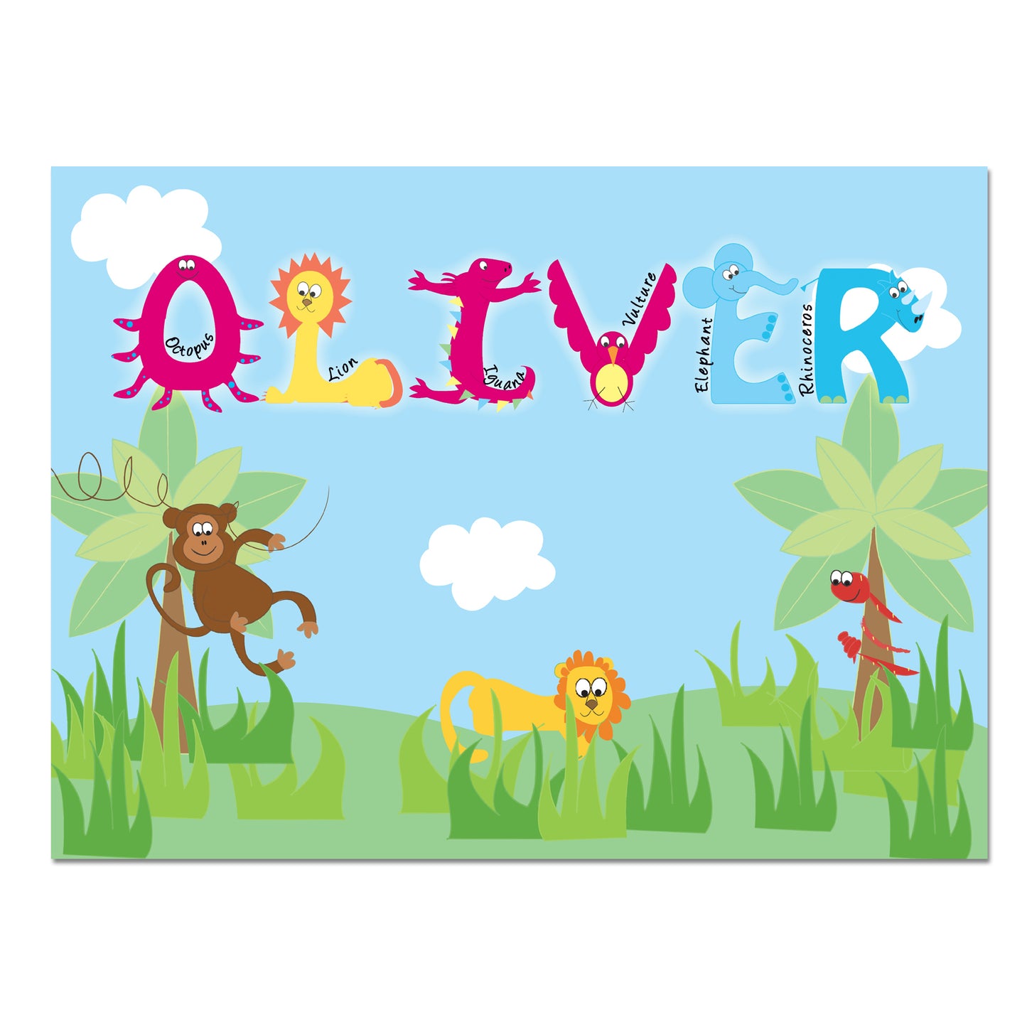 Personalised Blue Animal Alphabet Placemat - image 2