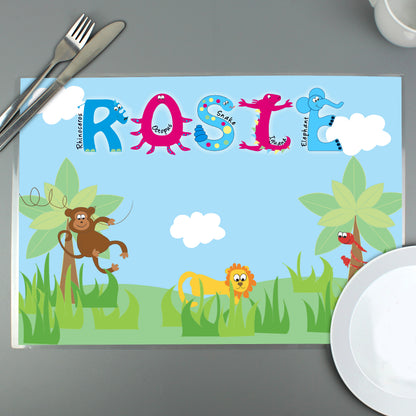 Personalised Blue Animal Alphabet Placemat - image 3