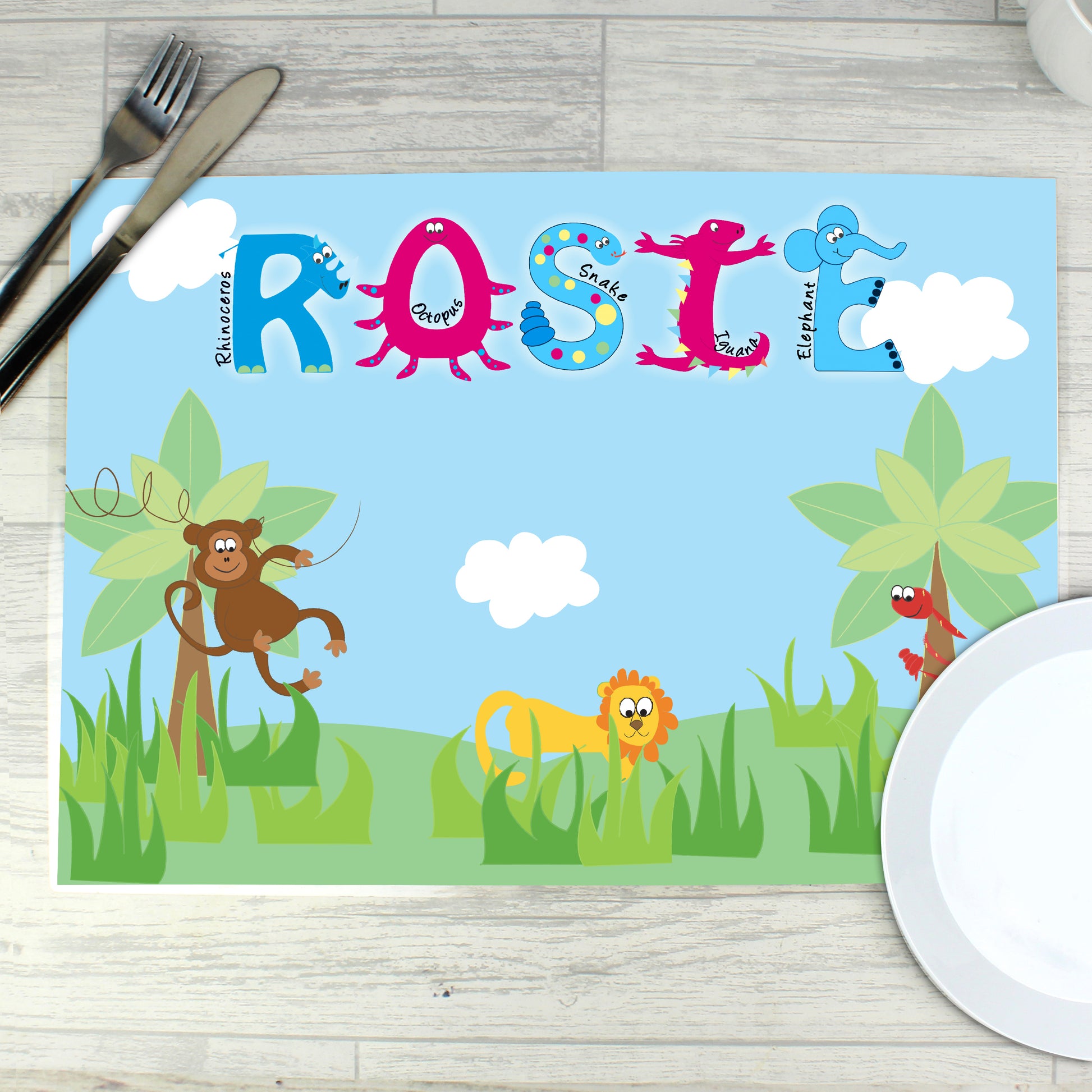 Personalised Blue Animal Alphabet Placemat - image 6