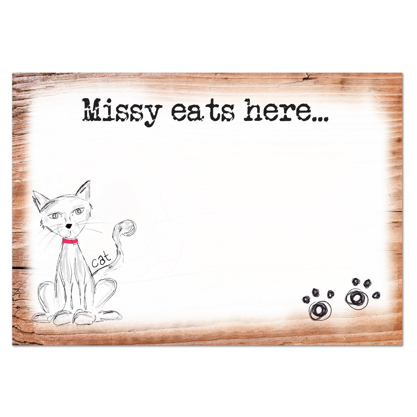 Personalised Scribble Cat Pet Bowl Mat - image 2