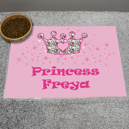 Personalised Pink Princess Pet Bowl Mat from Heartfelt Gifts