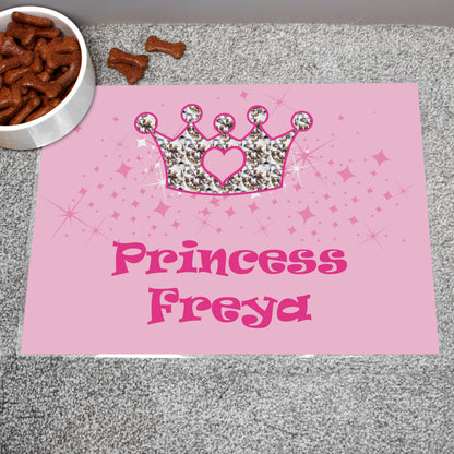 Personalised Pink Princess Pet Bowl Mat - image 3