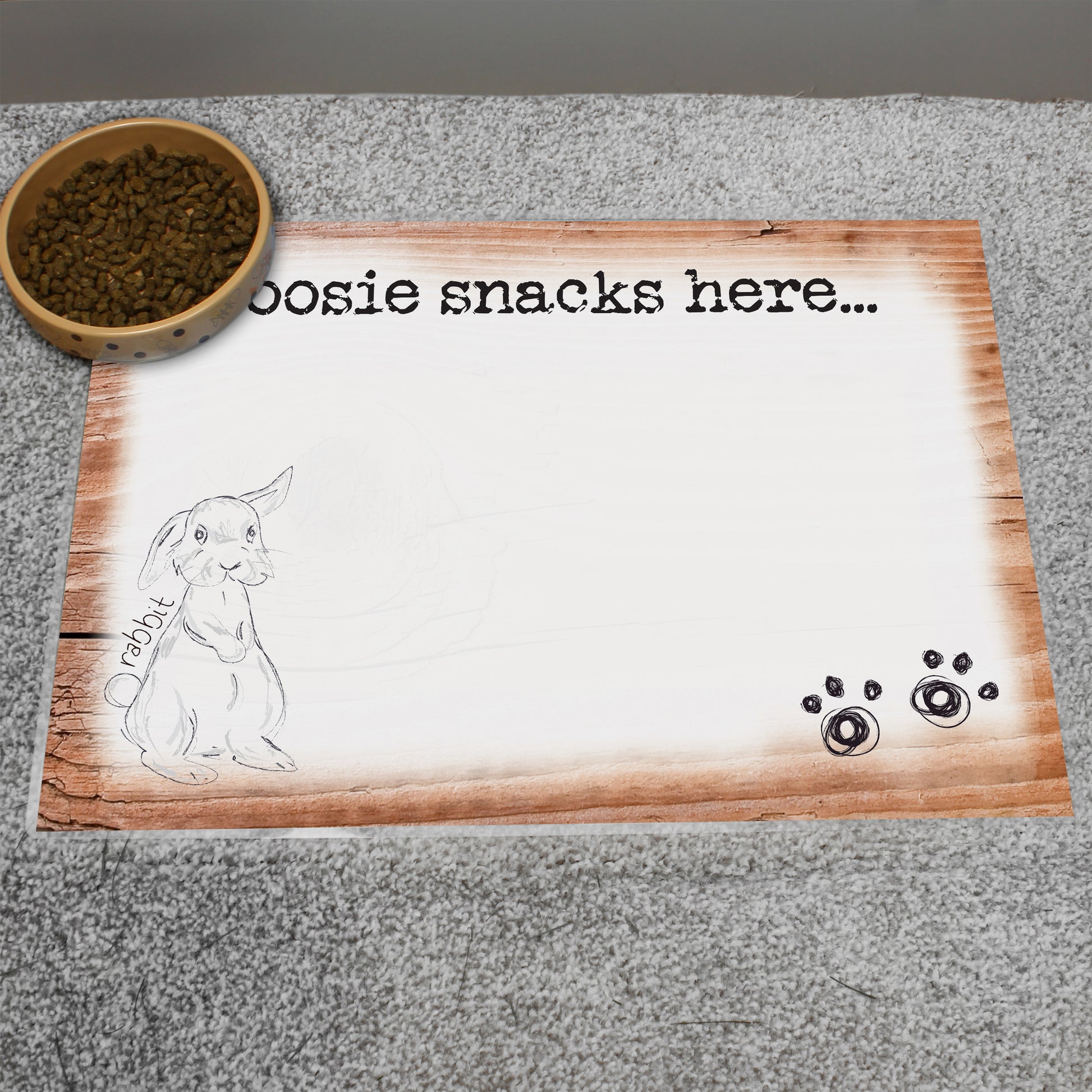 Personalised Scribble Bunny Pet Bowl Mat from Heartfelt Gifts