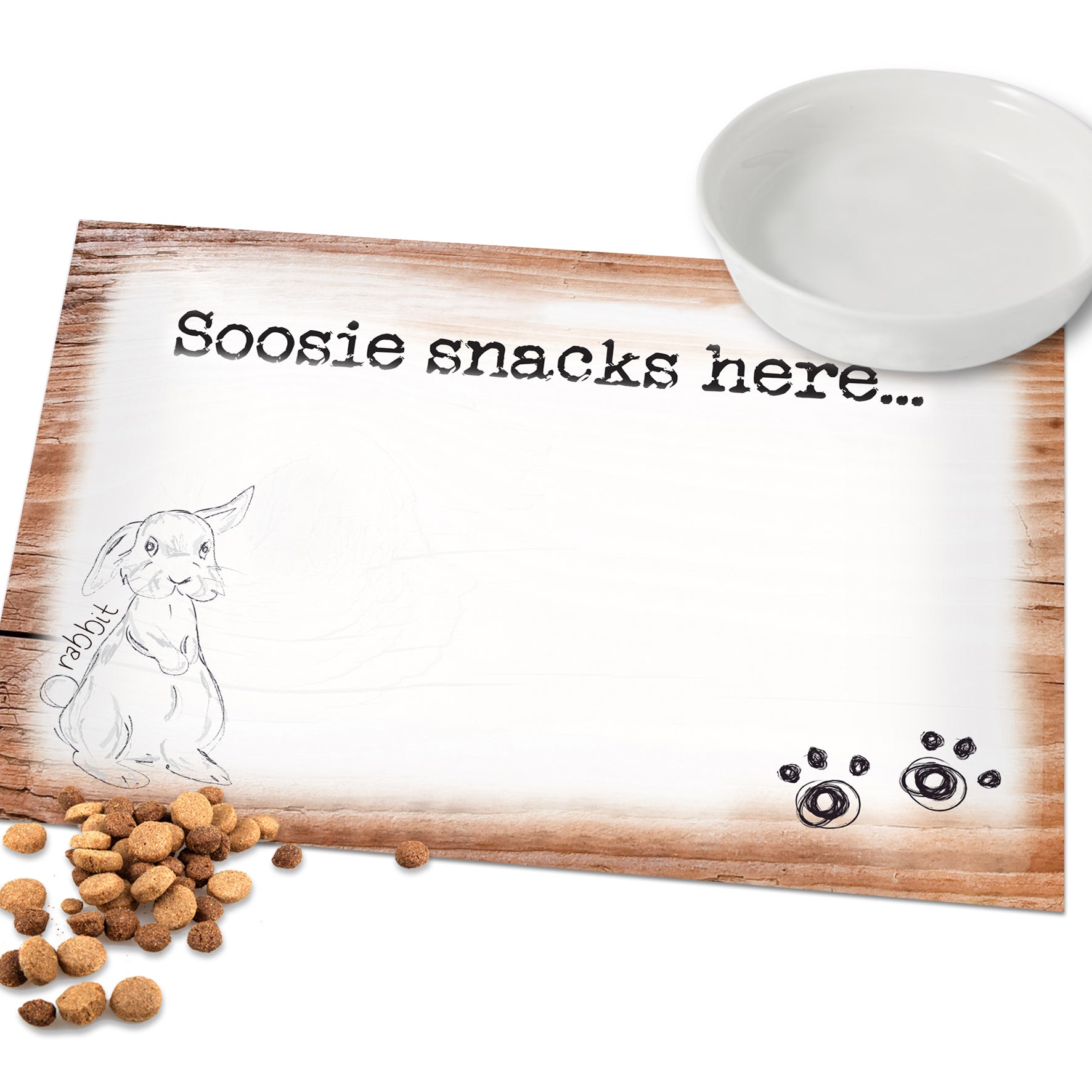Personalised Scribble Bunny Pet Bowl Mat - image 4