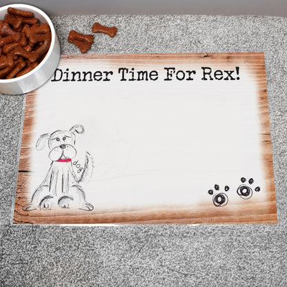 Personalised Scribble Dog Pet Bowl Mat from Heartfelt Gifts