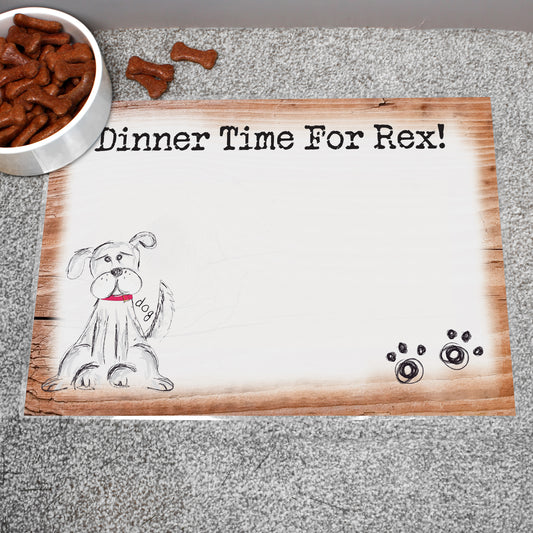 Personalised Scribble Dog Pet Bowl Mat from Heartfelt Gifts