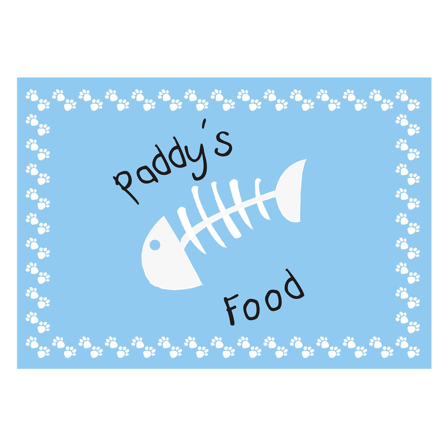 Personalised Blue Fish Bone Cat Pet Bowl Mat - image 2