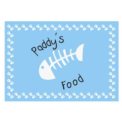 Personalised Blue Fish Bone Cat Pet Bowl Mat - image 2