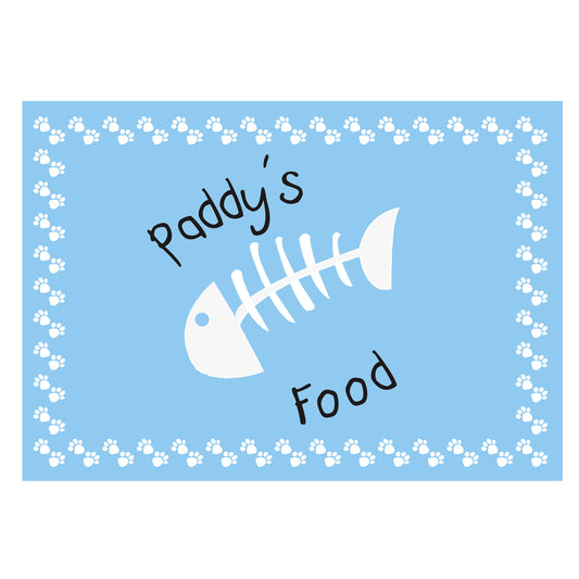 Personalised Blue Fish Bone Cat Pet Bowl Mat - image 2