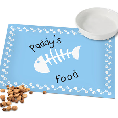 Personalised Blue Fish Bone Cat Pet Bowl Mat - image 4