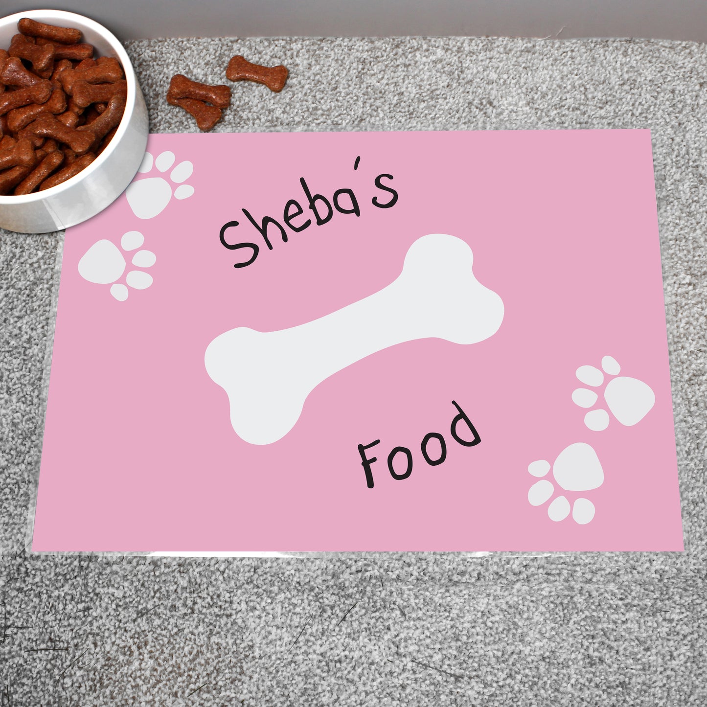 Personalised Pink Paw Print Dog Placemat - image 3