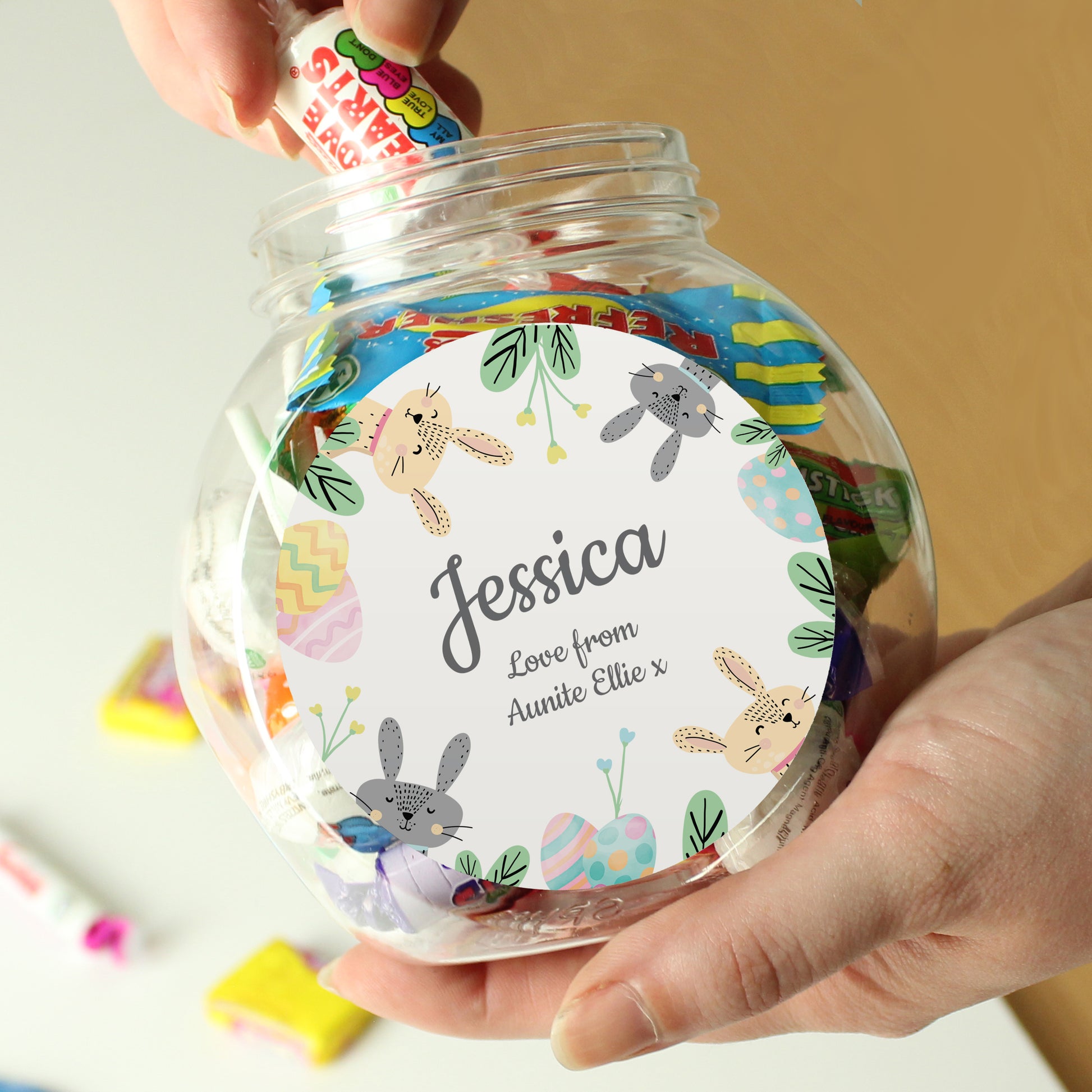 Personalised Easter Bunny Sweet Jar from Heartfelt Gifts
