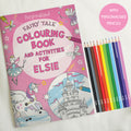 Personalised Princess & Unicorn Colouring Book with Pencil Crayons from Heartfelt Gifts